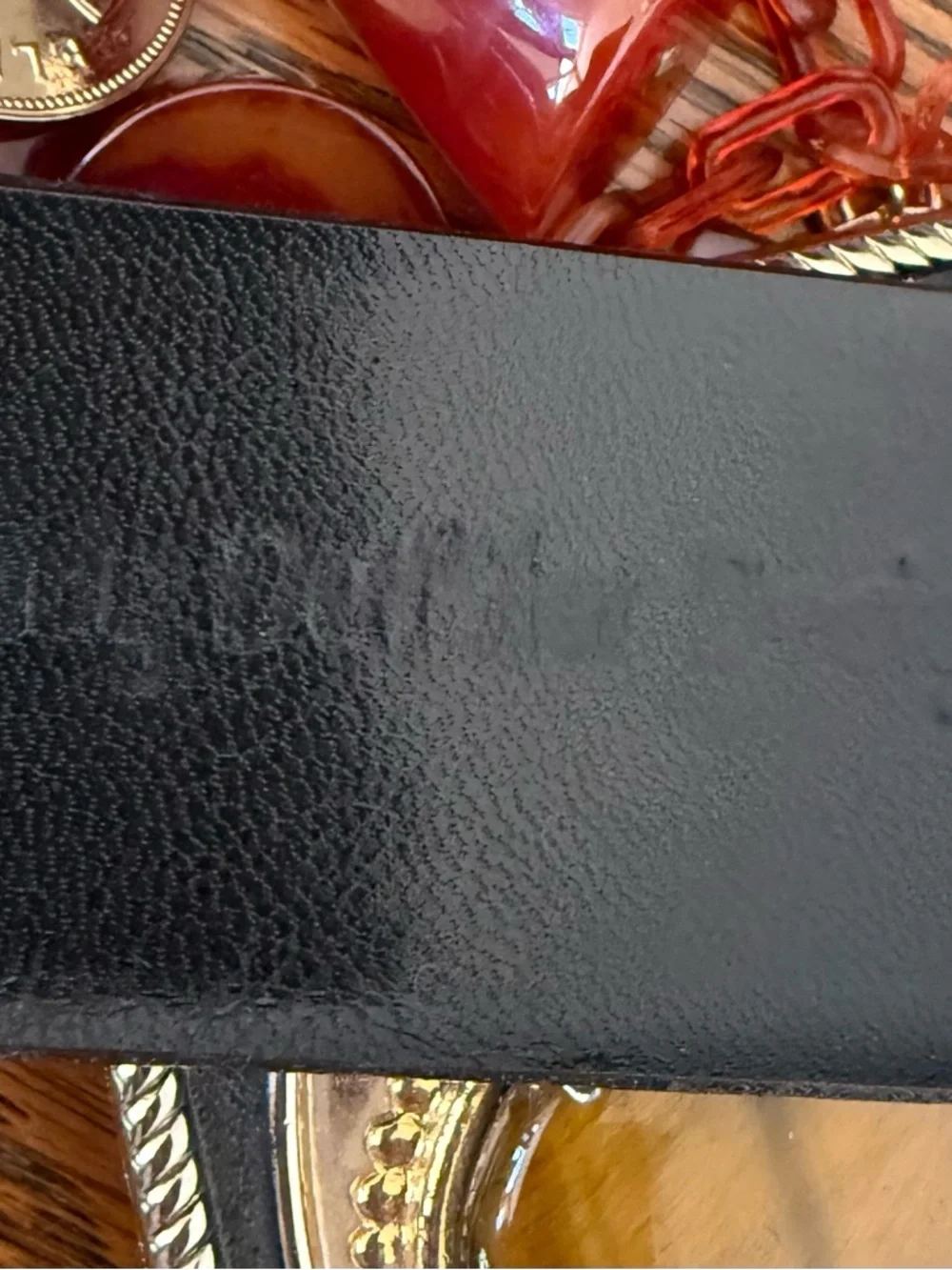 Glossy Black Patent Waist Belt with Gold-Tone Trim